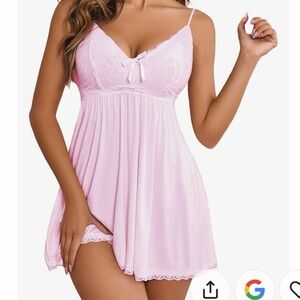 Womenβs Nightgown Sexy Sleepwear Lace Chemise V-neck Modal Babydoll Lounge Dress